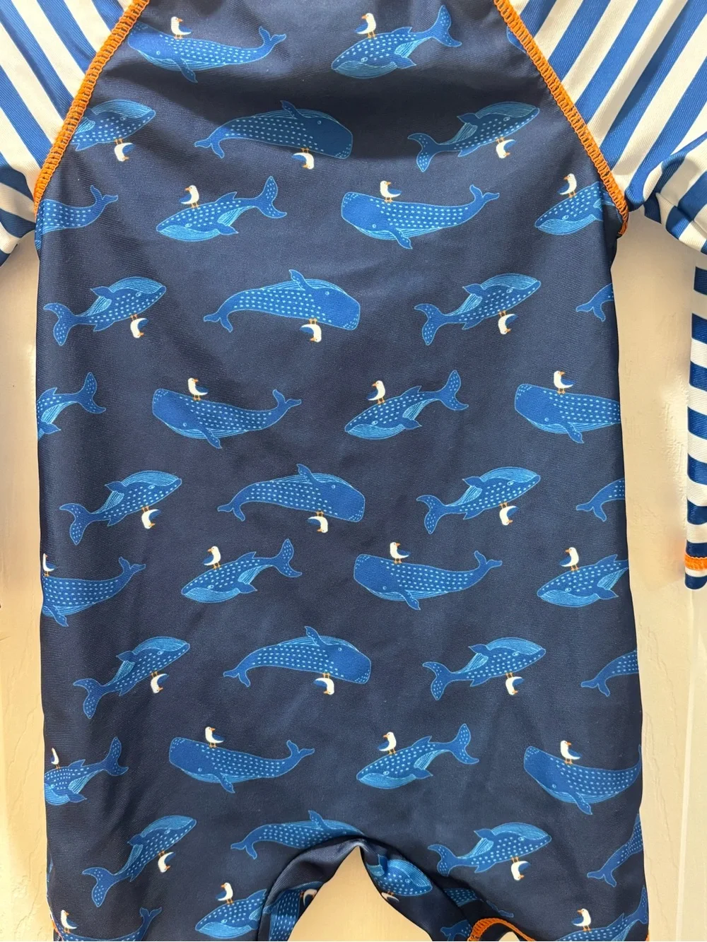 🎉 (18m) Toddler Boys Whale Print One-Piece Rash Guard Swimsuit